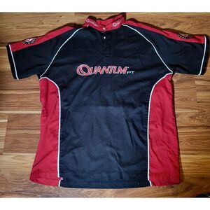 Fly Fishing Men's XL Short Sleeve Button Up Vented Shirt Quantum PT Black Red